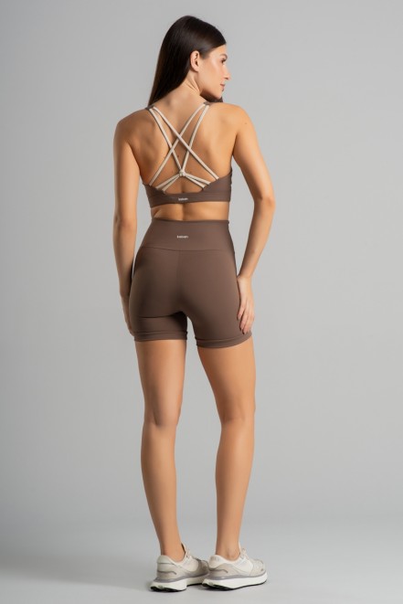 Short com Cós Transpassado e Vivo Contrastante (Capuccino / Off-White) | Ref: K4859-B