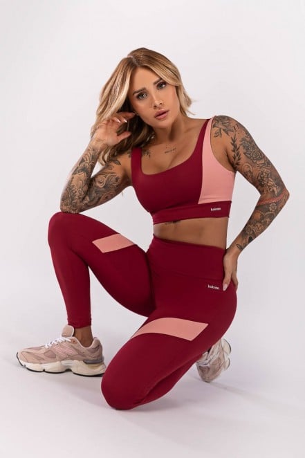 K4011-A_Calca_Legging_Bicolor_com_Recortes_Vinho__Rosa_Claro__Ref:_K4011-A