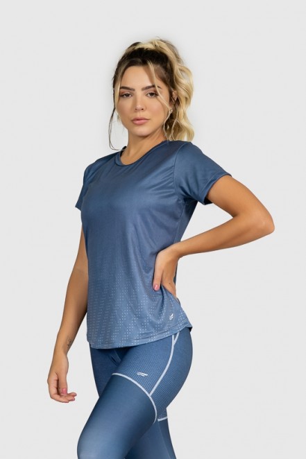 Blusa Fitness Manguinha Estampa Digital Deep Blue | Ref: GO301