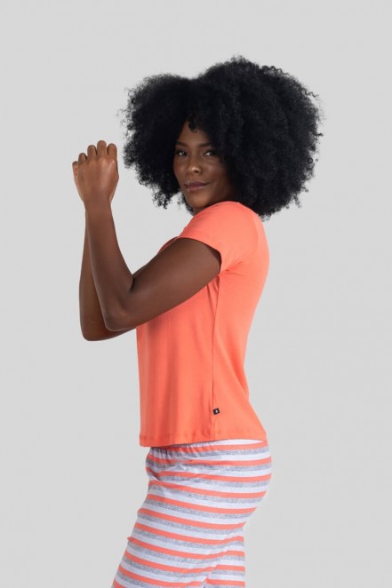 Blusa Manga Curta Homewear (Laranja) | Ref: K3102-G