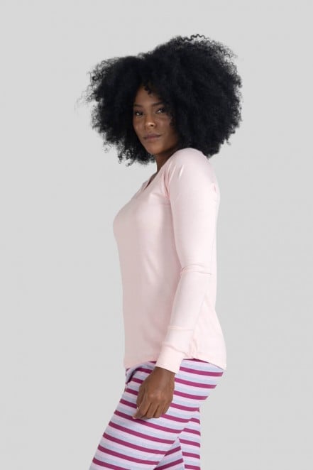 Blusa Manga Longa Homewear (Rosa) | Ref: K3101-F