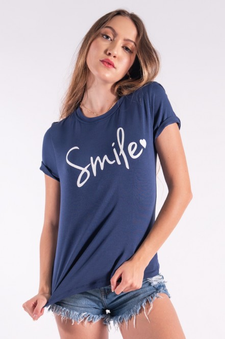 Blusa Nózinho com Silk Smile (Azul Marinho) | Ref: K2840-F