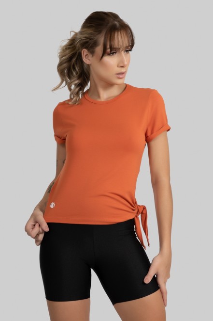 Blusa Viscolycra com Detalhe de Amarrar Lateral (Laranja) | Ref: GO400-