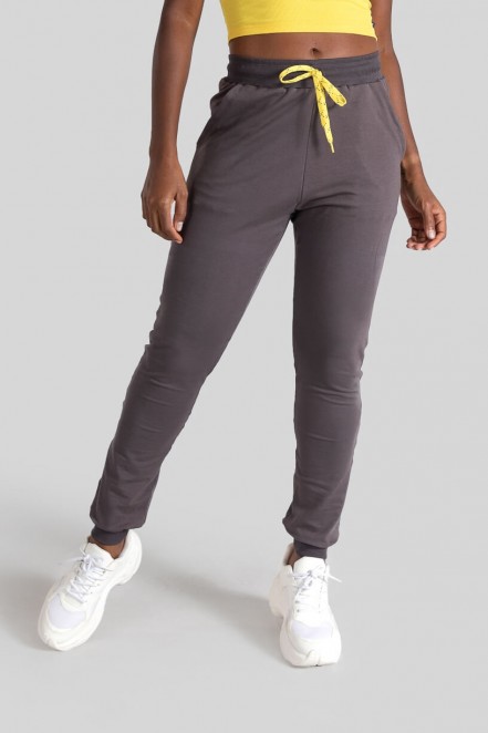 Calça Jogger (Chumbo / Amarelo) | Ref: K3094-D