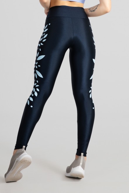 Calça Legging Tecido Platinado Básica com Silk (Azul Marinho) | Ref: GO528-A