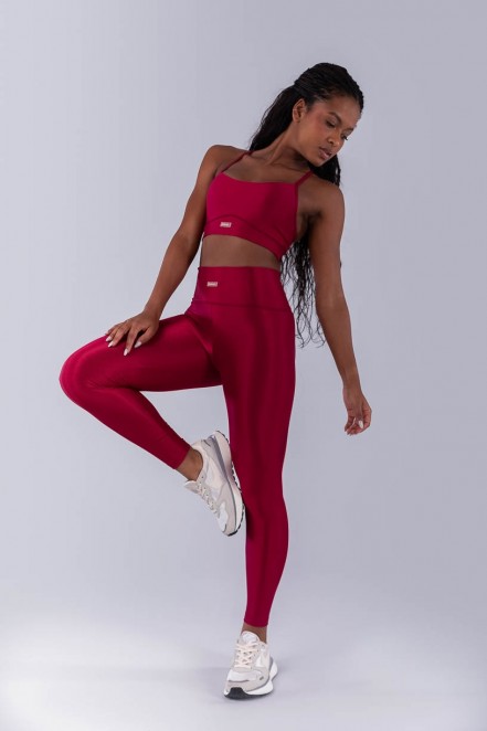 Calça Legging Canelado com Bolso no Cós (Cereja) | Ref: K4493-B