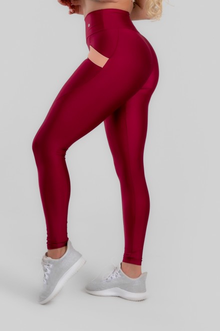 Calça Legging com Bolso e Detalhe em Elástico (Vinho) | Ref: K2946-D