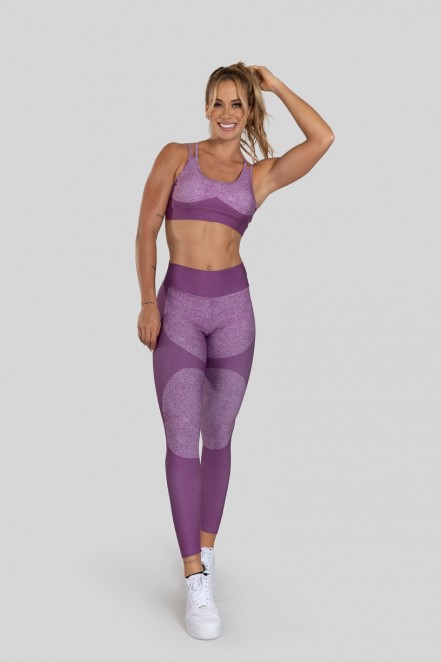 Calça Legging com Cós Duplo Estampa Digital (Purple Bubble) | Ref: K3068-A