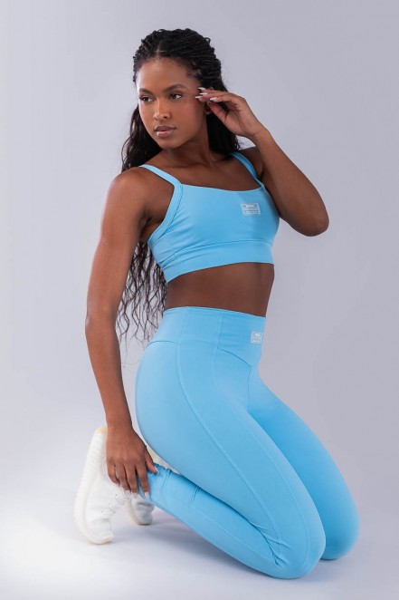 Calça Legging com Cós em V e Recortes (Azul Céu) | Ref: K4200-G