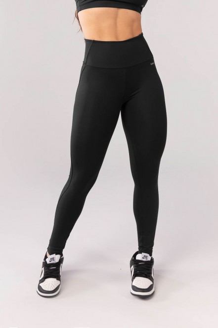 Calça Legging com Cós em V e Recortes (Preto) | Ref: K4081-A