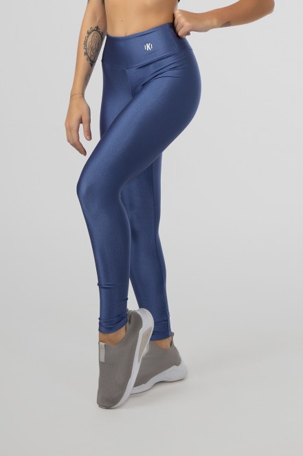 Calça Legging Tecido Platinado com Cós Triangular (Azul) | Ref: GO530-E