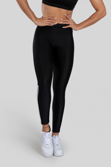 Calça Legging com Elástico na Perna (Preto / Branco) | Ref: K3140-A