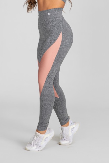 Calça Legging com Recorte Diagonal Tecido Platinado (Mescla / Rosê) | Ref: K2894-A