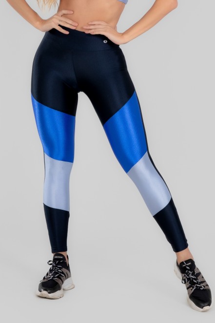 Calça Legging com Recorte Duplo Frontal (Azul Marinho / Azul / Azul Claro) | Ref: K2963-A