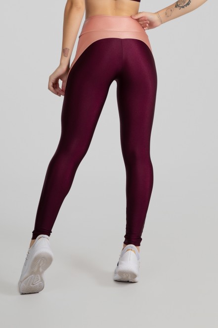 Calça Legging com Recorte Meia Lua (Bordô / Rosê) | Ref: GO462-C