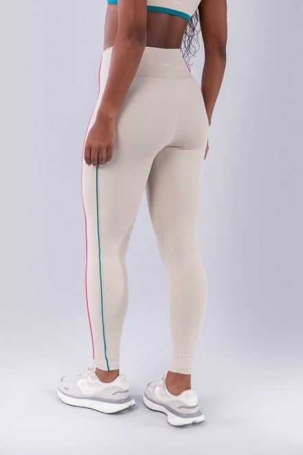 Calça Legging com Vivos Coloridos (Bege / Jade / Rosa Chiclete) | Ref: K4476-A