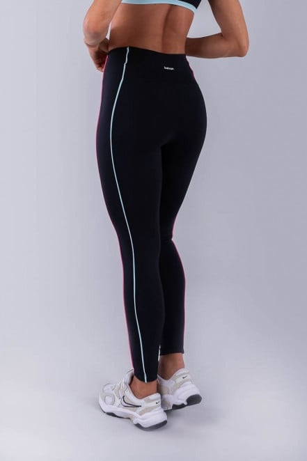 Calça Legging com Vivos Coloridos (Preto / Rosa Chiclete / Azul Bebê) | Ref: K4476-B