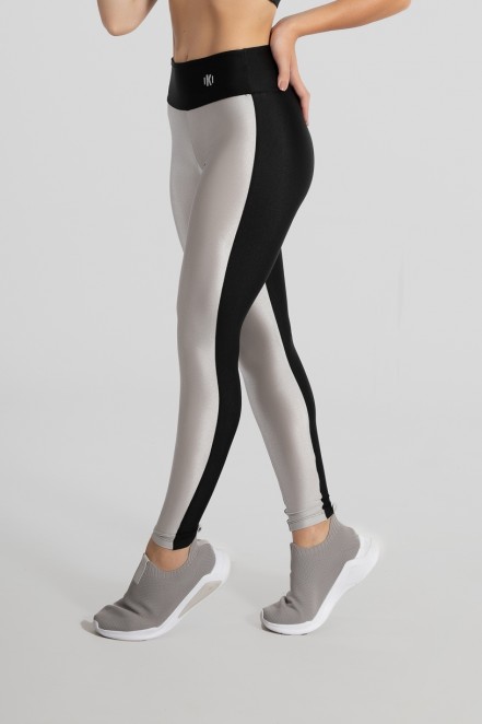 Calça Legging Tecido Platinado Duas Cores (Prata / Preto) | Ref: GO472-B