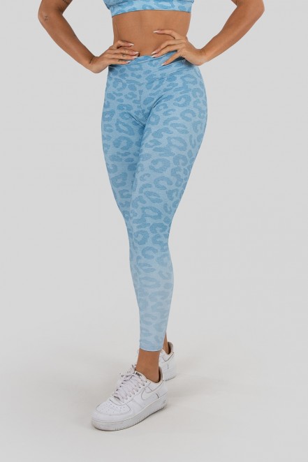 Calça Legging Estampa Digital com Cós Duplo (Blue Leopard)  Ref K3235-E