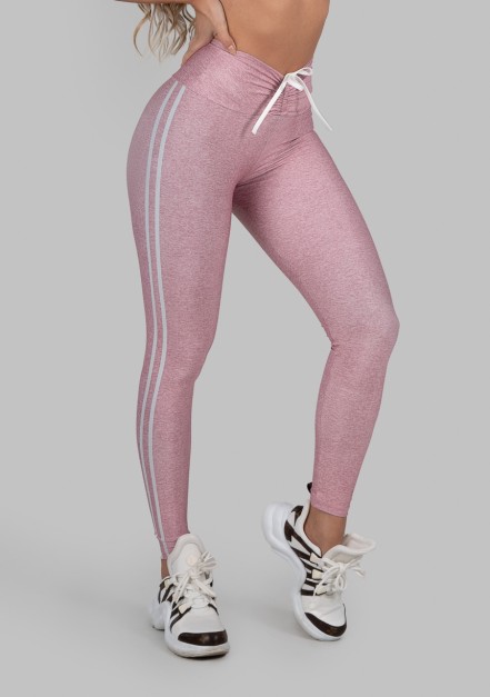 Calça Legging Estampa Digital com Cós Franzido e Cadarço (Sport Stripes Pink) | Ref: K2997-B