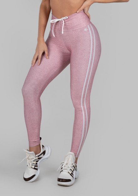 Calça Legging Estampa Digital com Cós Franzido e Cadarço (Sport Stripes Pink) | Ref: K2997-B