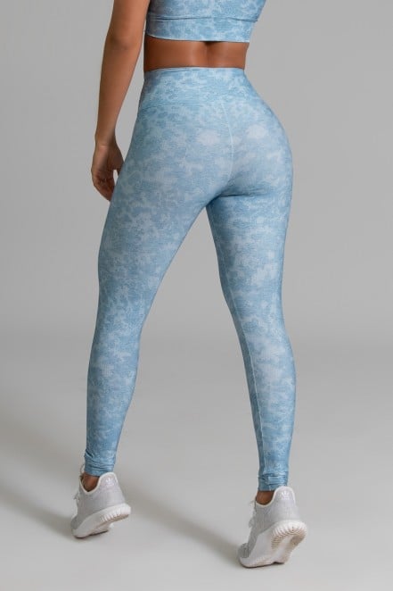 Calça Legging Fitness Estampa Digital Blue Lace | Ref: GO367