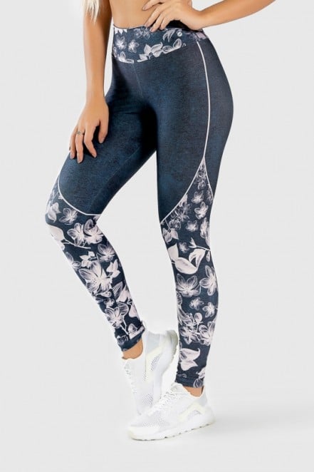 Calça Legging Fitness Estampa Digital Drawn Flowers | Ref: GO311