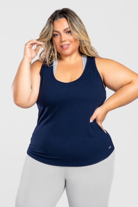 Camiseta Nadador Básica Plus Size (Azul Marinho) | Ref: KP3081-B