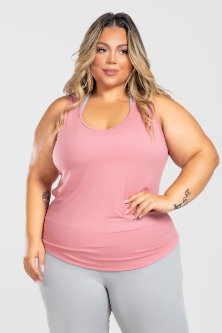 Camiseta Nadador Básica Plus Size (Rosa) | Ref: KP3081-E