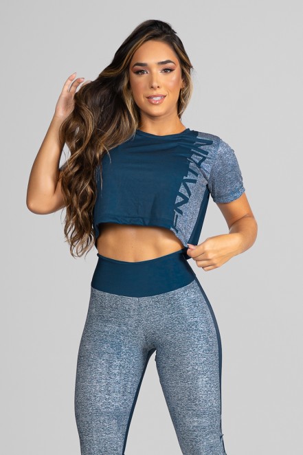 Cropped Fitness Soltinho Estampa Digital Double Merge | Ref: GO196