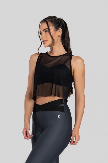 Cropped Soltinho de Tule (Preto) | Ref: K2874-A