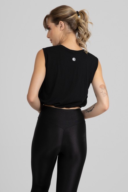 Cropped Viscolycra com Regulagem (Preto) | Ref: GO412-A