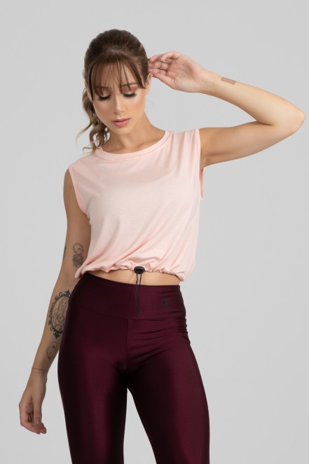 Cropped Viscolycra com Regulagem (Rosa Claro) | Ref: GO412-D