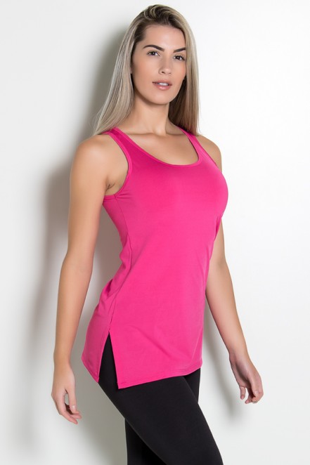 Camiseta de Microlight com Detalhe Lateral (Rosa Pink) | Ref: KS-F1662-006