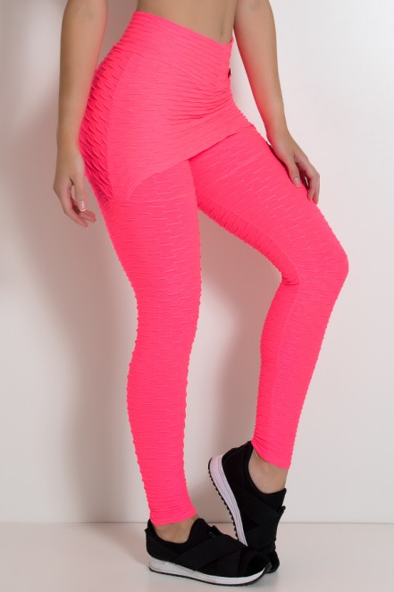 Legging com Tapa Bumbum Bolha Fluor (Rosa Fluor) | Ref: KS-F302-001