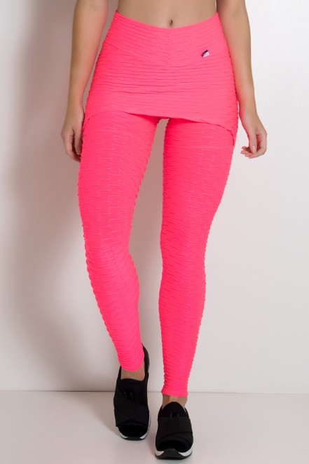 Legging com Tapa Bumbum Bolha Fluor (Rosa Fluor) | Ref: KS-F302-001