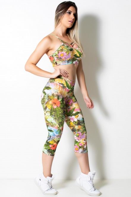 Conjunto Top + Corsário Estampada (Natureza 4) | Ref: KS-F883-009