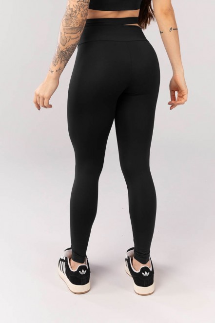 Calça Legging com Abertura no Cós (Preto) | Ref: K4084-A