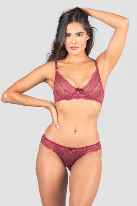 Conjunto Lingerie Esmeralda (Vinho) | Ref: P03-17-C