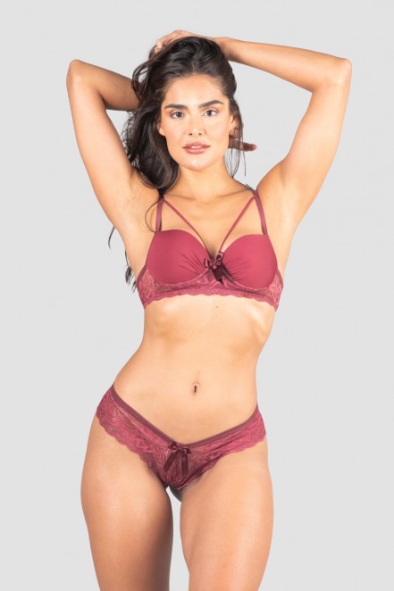 Conjunto Lingerie Morgana (Vinho) | Ref: P03-18-E