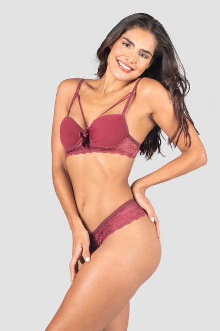 Conjunto Lingerie Morgana (Vinho) | Ref: P03-18-E