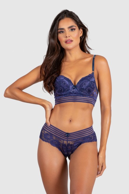 Conjunto Lingerie Perla (Azul Marinho) | Ref: P03-4-C