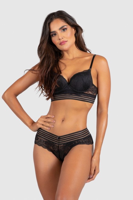 Conjunto Lingerie Perla (Preto) | Ref: P03-4-E