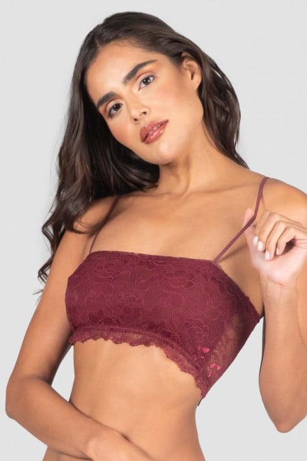 Cropped Lingerie de Renda (Vinho) | Ref: P04-2-D