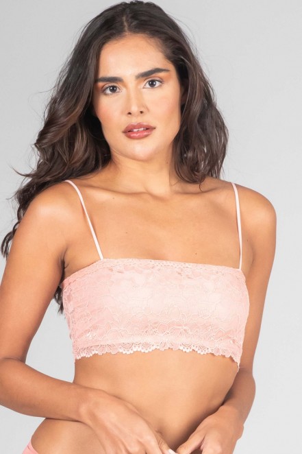 Cropped Lingerie de Renda (Rosa) | Ref: P04-2-E