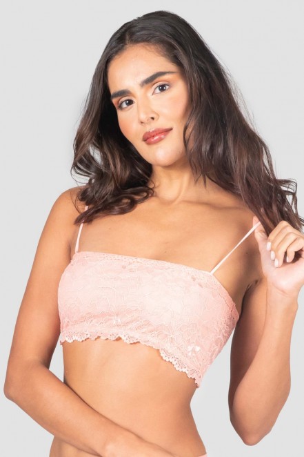 Cropped Lingerie de Renda (Rosa) | Ref: P04-2-E