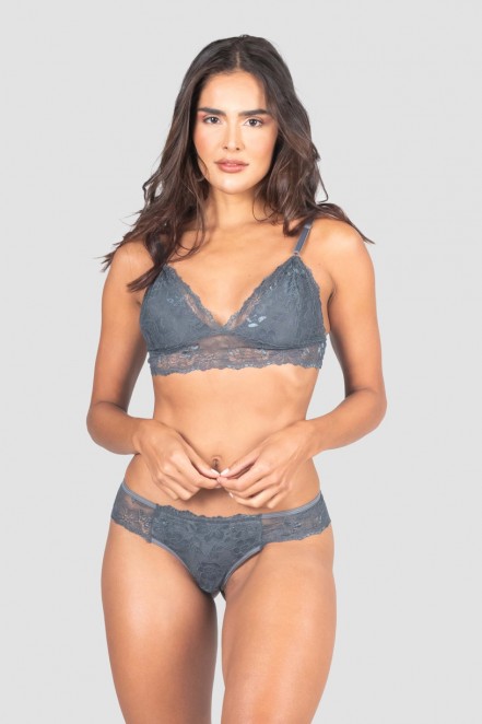 Conjunto Lingerie Manu (Chumbo) | Ref: P04-6-E