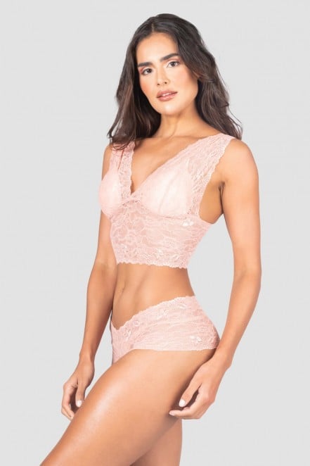 Conjunto Lingerie Cropped (Rosa) | Ref: P04-7-D