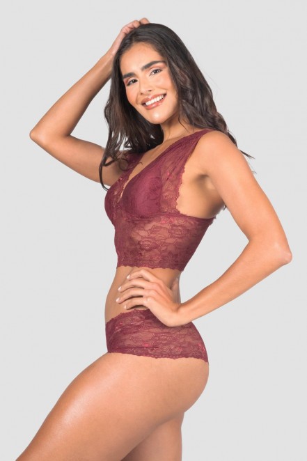 Conjunto Lingerie Cropped (Vinho) | Ref: P04-7-E