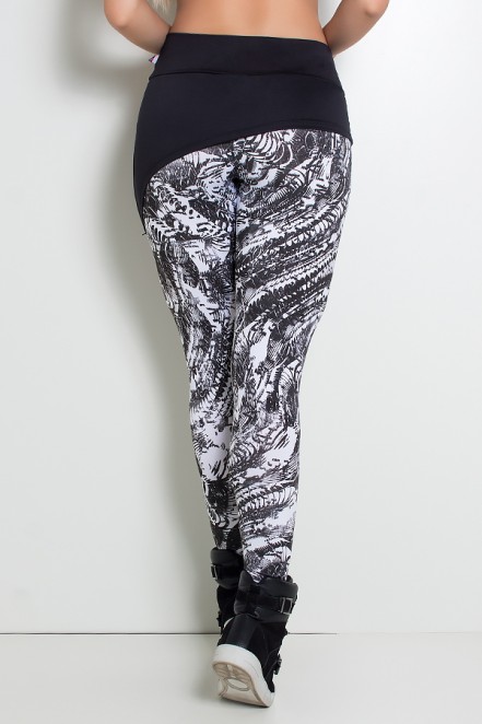 Calça Legging Samanta (Rabiscos Preto e Branco) | Ref: F204-005